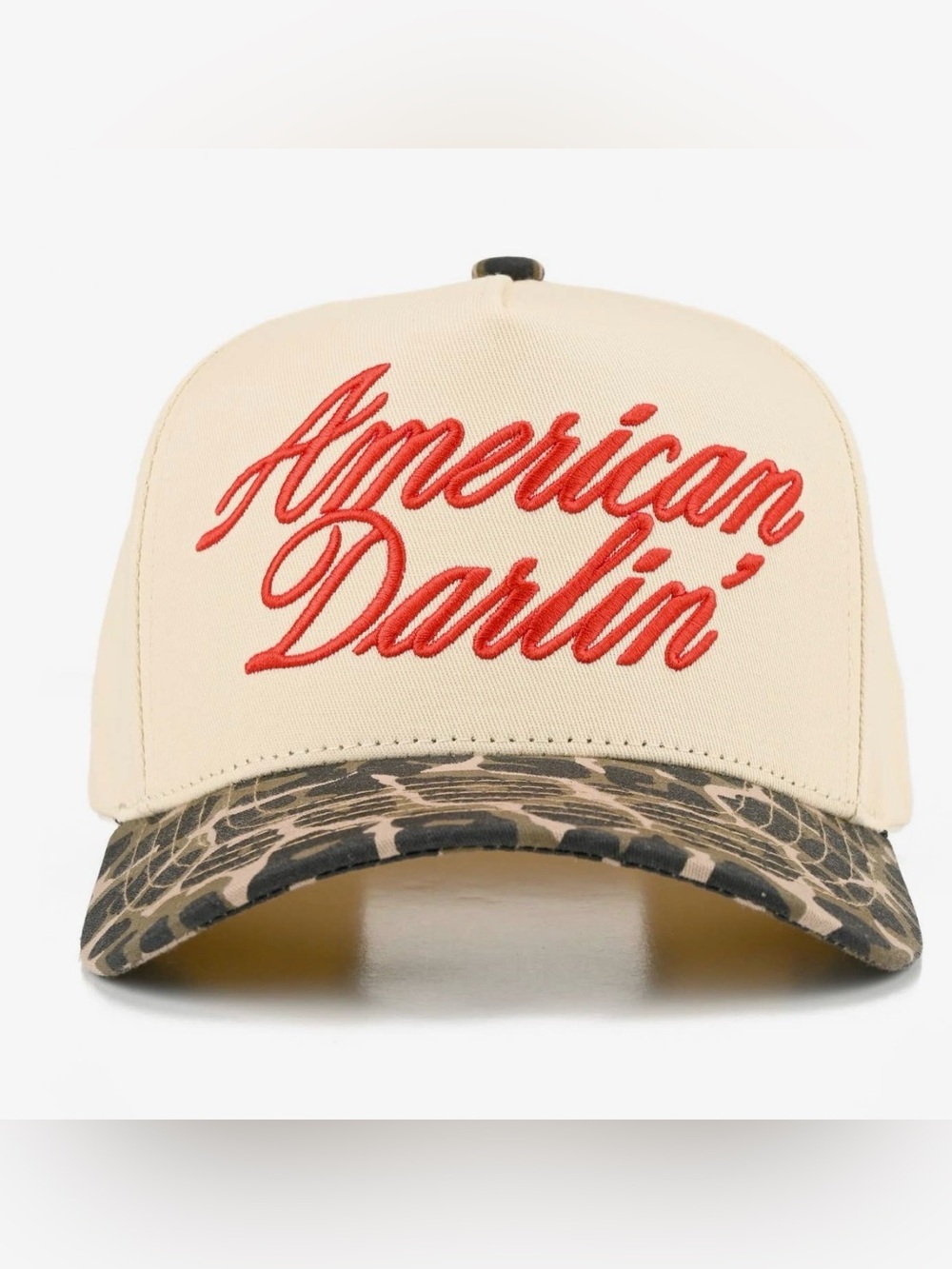 American Darlin' Embroidered Beige Trucker Cap